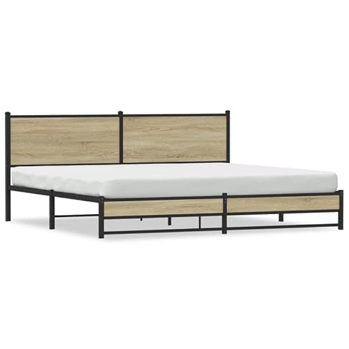 Eleganz Metallbett Sonoma-Eiche 200x200 cm - Stabiles Doppelbett ohne Matratze, langlebiges Metallgestell für Schlafzimmer, Moderne Wohnraumgestaltung Eleganz Metallbett Sonoma-Eiche 200x200 cm - Stabiles Doppelbett ohne Matratze, langlebiges Metallgestell für Schlafzimmer, Moderne Wohnraumgestaltung von Eleganz