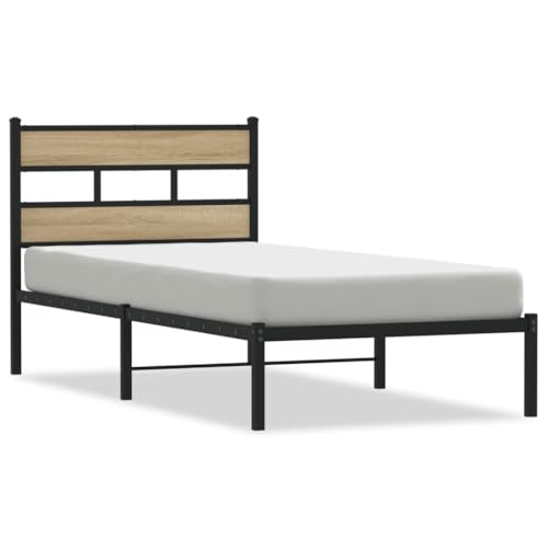 Eleganz Metallbett Sonoma-Eiche 75x190 cm - Stilvolles & stabiles Hochbett ohne Matratze, ideal für kleine Räume - Langlebiges Design für Erwachsene & Jugendliche Eleganz Metallbett Sonoma-Eiche 75x190 cm - Stilvolles & stabiles Hochbett ohne Matratze, ideal für kleine Räume - Langlebiges Design für Erwachsene & Jugendliche von Eleganz