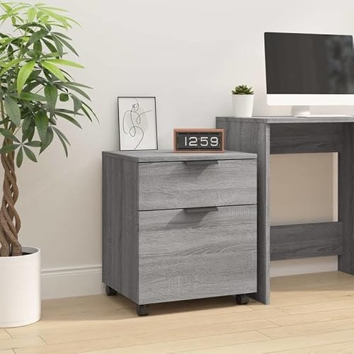 Eleganz Mobiler Aktenschrank mit Rollen Grau - Sonoma 45x38x54 cm, Wohnzimmermöbel Set, Praktischer Rollcontainer für Büro oder Homeoffice, Stauraum für Dokumente und Ordner von Eleganz