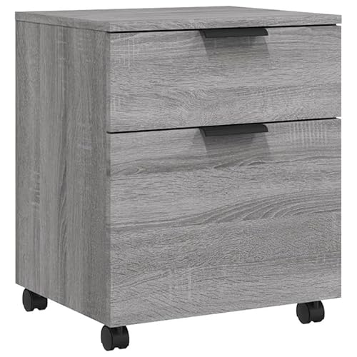 Eleganz Mobiler Aktenschrank mit Rollen Grau Sonoma 45x38x54 cm - Rollcontainer aus Holzwerkstoff für Wohnzimmer, Büro oder Homeoffice - Praktische Aufbewahrung mit stilvollem Design von Eleganz