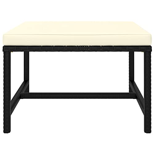 Eleganz Modular-Fußhocker mit Kissen Schwarz PE-Rattan & Stahl – Langlebiges Gartensitzmöbel für Terrasse & Garten – Komfort & Stil in Einem von Eleganz