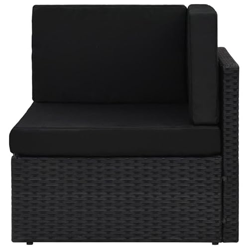 Eleganz Modulares Sofa-Eckteil PE-Rattan Schwarz für Garten & Terrasse – Langlebige Gartensitzmöbel mit Pulverbeschichtetem Stahl & 100% Polyester Bezug – Komfortables Outdoor-Ecksofa von Eleganz