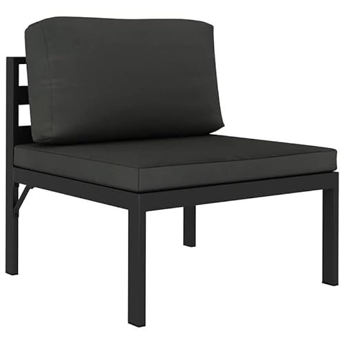 Eleganz Modulares Sofa Mittelteil mit Kissen - Anthrazit Aluminium Gartenmöbel Set, langlebig & wetterfest für Terrasse, Balkon oder Garten von Eleganz