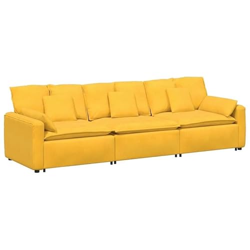 Eleganz Modulares Sofa mit Kissen Hellgelb | Futon für Wohnzimmer & Schlafzimmer | Langlebig & Bequem | Platzsparend für kleine Räume | Modernes Design von Eleganz