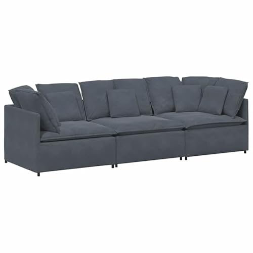 Eleganz Modulares Sofa mit Kissen Samt Dunkelgrau | Futon für Wohnzimmer & Schlafzimmer | Langlebig & Bequem | Platzsparend für kleine Räume von Eleganz