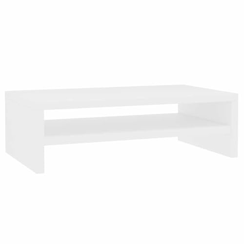 Eleganz Monitorständer Weiß 42x24x13 cm aus Holzwerkstoff - Stilvoll & Stabil für Lautsprecher im Wohnzimmer oder Büro - Platzsparend & Langlebig von Eleganz