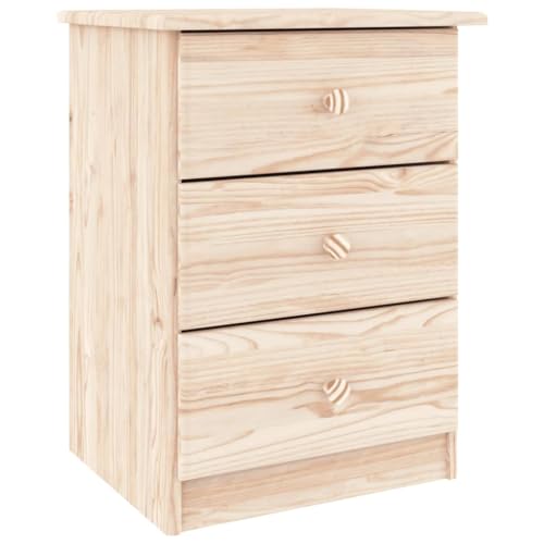Eleganz Nachttisch ALTA Natur aus massivem Kiefernholz, unbehandelt, 41x35x55,5 cm - Perfekt für Schlafzimmer, langlebig und umweltfreundlich von Eleganz
