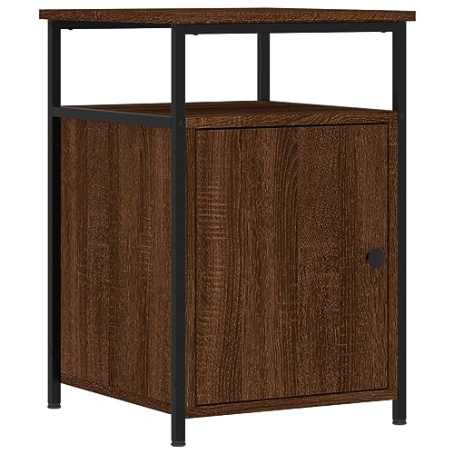 Eleganz Nachttisch Braun Eichen-Optik 40x42x60 cm aus Holzwerkstoff – Schlafzimmer Sideboard mit Stauraum, langlebig & modern von Eleganz