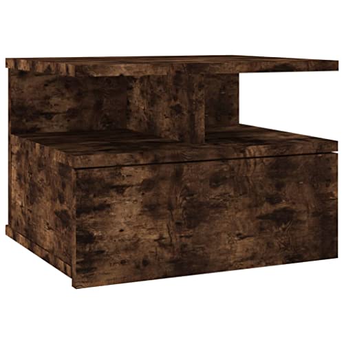 Eleganz Nachttisch Hängend Räuchereiche 40x31x27 cm - Platzsparender Holzwerkstoff Nachttisch für kleine Räume, modernes Design & langlebig von Eleganz