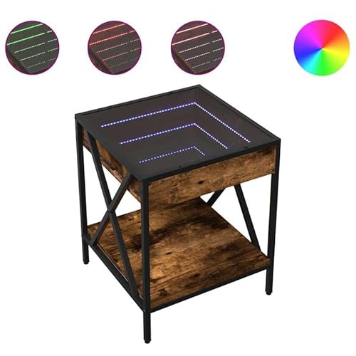 Eleganz Nachttisch Räuchereiche 40x40x49 cm mit Infinity- - Moderner Beistelltisch für Schlafzimmer & Wohnraum, Nachttisch mit stilvollem Design von Eleganz