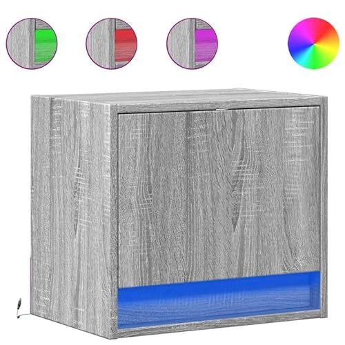 Eleganz Nachttisch Wandmontage 2er Set Grau Sonoma - Platzsparende Wandbeleuchtung für Schlafzimmer, Moderne Nachttische mit -Licht für kleine Räume von Eleganz