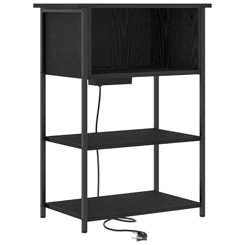 Eleganz Nachttisch aus Holzwerkstoff Schwarze Eiche 55 x 31 x 76 cm - Moderner Beistelltisch für Schlafzimmer, Wohnzimmer & Gästezimmer - Stabile & langlebige Kommode mit viel Stauraum von Eleganz