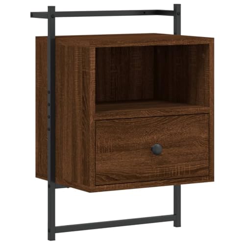 Eleganz Nachttisch aus Holzwerkstoff und Metall, Braun Eiche, 40x30x61 cm - Moderner Wand-Nachttisch für kleine Räume, langlebig und platzsparend Eleganz Nachttisch aus Holzwerkstoff und Metall, Braun Eiche, 40x30x61 cm - Moderner Wand-Nachttisch für kleine Räume, langlebig und platzsparend von Eleganz