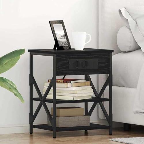 Eleganz Nachttisch mit Ladestation 2 Stück - Schwarze Eiche Holzwerkstoff - Moderner Beistelltisch mit USB-Anschluss für Schlafzimmer - Platzsparend & Stilvoll Eleganz Nachttisch mit Ladestation 2 Stück - Schwarze Eiche Holzwerkstoff - Moderner Beistelltisch mit USB-Anschluss für Schlafzimmer - Platzsparend & Stilvoll von Eleganz