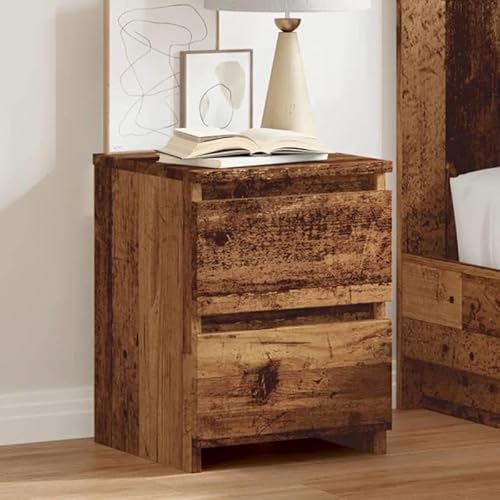 Eleganz Nachttische 2 STK. Altholz-Optik 30×30×40 cm Holzwerkstoff - Schlafzimmer Kommode mit 2 Fächern, Stauraum Lösung für kleine Räume von Eleganz
