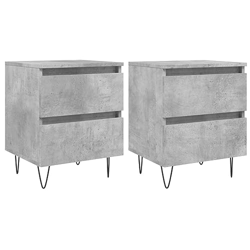 Eleganz Nachttische 2 STK. Betongrau 40x35x50 cm aus Holzwerkstoff und Eisen – Modernes Design, Stabile Konstruktion für Schlafzimmer Eleganz Nachttische 2 STK. Betongrau 40x35x50 cm aus Holzwerkstoff und Eisen – Modernes Design, Stabile Konstruktion für Schlafzimmer von Eleganz