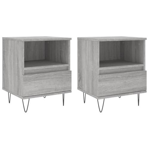 Eleganz Nachttische 2 STK. Grau Sonoma 40x35x50 cm aus Holzwerkstoff & Metall - Modernes Design, Stabile Konstruktion, Ideal für Schlafzimmer Eleganz Nachttische 2 STK. Grau Sonoma 40x35x50 cm aus Holzwerkstoff & Metall - Modernes Design, Stabile Konstruktion, Ideal für Schlafzimmer von Eleganz