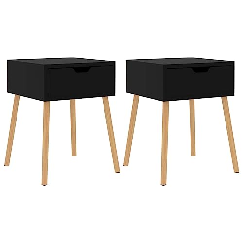 Eleganz Nachttische 2 STK. Hochglanz-Schwarz 40x40x56 cm aus Holzwerkstoff - Modern & Platzsparend für Schlafzimmer von Eleganz