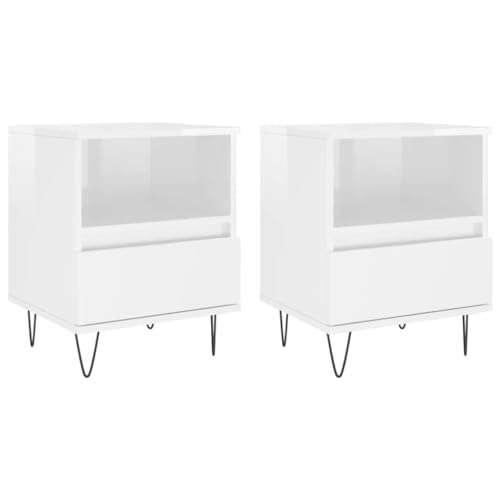 Eleganz Nachttische 2 STK. Hochglanz-Weiß 40x35x50 cm aus Holzwerkstoff & Metall - Modern & Langlebig für Schlafzimmer & Gästezimmer Eleganz Nachttische 2 STK. Hochglanz-Weiß 40x35x50 cm aus Holzwerkstoff & Metall - Modern & Langlebig für Schlafzimmer & Gästezimmer von Eleganz