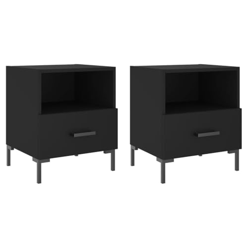 Eleganz Nachttische 2 STK. Schwarz 40x35x47,5 cm aus Holzwerkstoff und Eisen - Modernes Design, Stabile Konstruktion, Ideal für Schlafzimmer und kleine Wohnungen Eleganz Nachttische 2 STK. Schwarz 40x35x47,5 cm aus Holzwerkstoff und Eisen - Modernes Design, Stabile Konstruktion, Ideal für Schlafzimmer und kleine Wohnungen von Eleganz