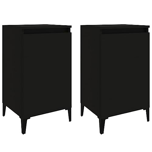 Eleganz Nachttische 2 STK. Schwarz 40x35x70 cm aus Holzwerkstoff und Metall - Modernes Design für Schlafzimmer - Platzsparend und langlebig Eleganz Nachttische 2 STK. Schwarz 40x35x70 cm aus Holzwerkstoff und Metall - Modernes Design für Schlafzimmer - Platzsparend und langlebig von Eleganz
