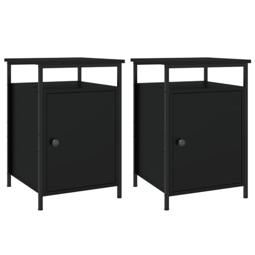 Eleganz Nachttische 2 STK. Schwarz 40x42x60 cm aus Holzwerkstoff und Eisen - Modernes Design, Stabile Konstruktion, Ideal für Schlafzimmer und kleine Wohnungen Eleganz Nachttische 2 STK. Schwarz 40x42x60 cm aus Holzwerkstoff und Eisen - Modernes Design, Stabile Konstruktion, Ideal für Schlafzimmer und kleine Wohnungen von Eleganz
