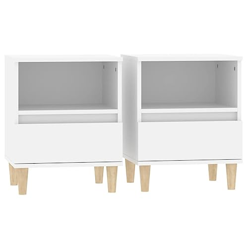 Eleganz Nachttische 2 STK. Weiß 40x35x50 cm aus Holzwerkstoff & Massivholz Eukalyptus - Modern & Langlebig für Schlafzimmer, Kleine Räume Eleganz Nachttische 2 STK. Weiß 40x35x50 cm aus Holzwerkstoff & Massivholz Eukalyptus - Modern & Langlebig für Schlafzimmer, Kleine Räume von Eleganz