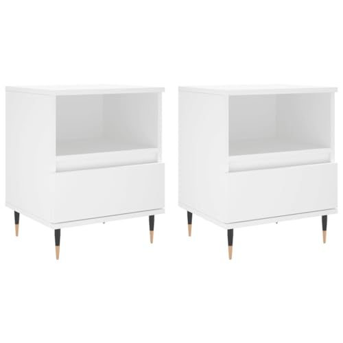 Eleganz Nachttische 2 STK. Weiß 40x35x50 cm aus Holzwerkstoff & Metall - Modern & Langlebig für Schlafzimmer, Kleine Räume - Platzsparende Lösung Eleganz Nachttische 2 STK. Weiß 40x35x50 cm aus Holzwerkstoff & Metall - Modern & Langlebig für Schlafzimmer, Kleine Räume - Platzsparende Lösung von Eleganz