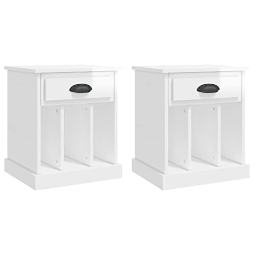 Eleganz Nachttische 2 STK. aus Holzwerkstoff, Hochglanz-Weiß 43x36x50 cm – Modern & Platzsparend für Schlafzimmer von Eleganz
