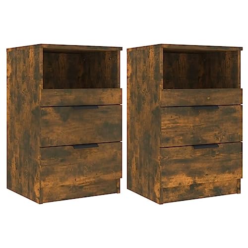 Eleganz Nachttische 2 STK. aus Räuchereiche Holzwerkstoff - Modernes Design, Platzsparend & Langlebig - Perfekt für Schlafzimmer oder Gästezimmer Eleganz Nachttische 2 STK. aus Räuchereiche Holzwerkstoff - Modernes Design, Platzsparend & Langlebig - Perfekt für Schlafzimmer oder Gästezimmer von Eleganz