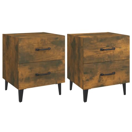 Eleganz Nachttische 2 STK. aus Räuchereiche & Metall | Modernes Design für Schlafzimmer | Stabile Holzwerkstoff-Konstruktion | Platzsparend & Langlebig Eleganz Nachttische 2 STK. aus Räuchereiche & Metall | Modernes Design für Schlafzimmer | Stabile Holzwerkstoff-Konstruktion | Platzsparend & Langlebig von Eleganz