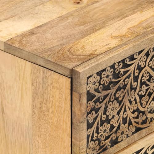 Eleganz Nachttische 2 STK. aus massivem Mangoholz mit natürlichem Finish, 40x33x46 cm, robust und langlebig für Schlafzimmer, perfekt für kleine Räume von Eleganz