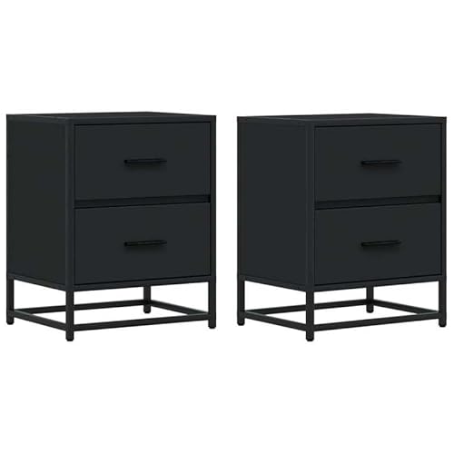 Eleganz Nachttische 2er Set Schwarz 40x31x50 cm aus Holzwerkstoff - Platzsparende Schlafzimmer-Kommode mit modernem Design, ideal für kleine Räume Eleganz Nachttische 2er Set Schwarz 40x31x50 cm aus Holzwerkstoff - Platzsparende Schlafzimmer-Kommode mit modernem Design, ideal für kleine Räume von Eleganz