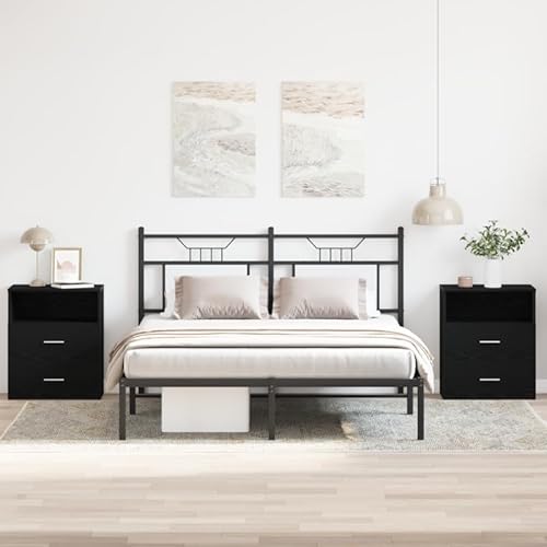 Eleganz Nachttische 2er Set Schwarz Eiche | 50x32x60cm | Holzwerkstoff | Schlafzimmer Kommode | Platzsparend & Stabil | Modernes Design von Eleganz