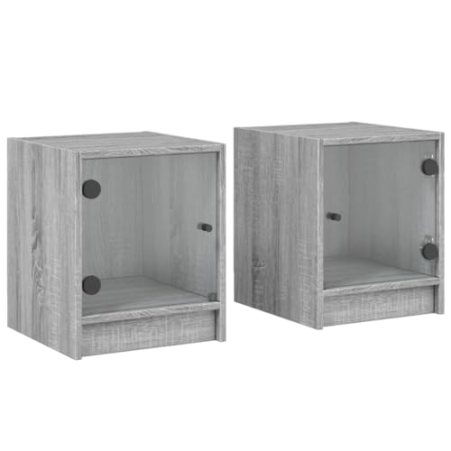Eleganz Nachttische mit Glastüren 2 STK. Grau Sonoma 35x37x42 cm - Holzwerkstoff & Glas - Modernes Design für Schlafzimmer & Gästezimmer Eleganz Nachttische mit Glastüren 2 STK. Grau Sonoma 35x37x42 cm - Holzwerkstoff & Glas - Modernes Design für Schlafzimmer & Gästezimmer von Eleganz