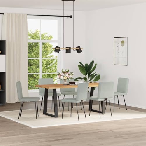 Eleganz Ottoman Esszimmerstühle 6er Set hellgrau Samt - Luxus Design für Wohnzimmer & Essbereich - Bequem & Langlebig - Stilvolle Lösung für Gastgeber von Eleganz