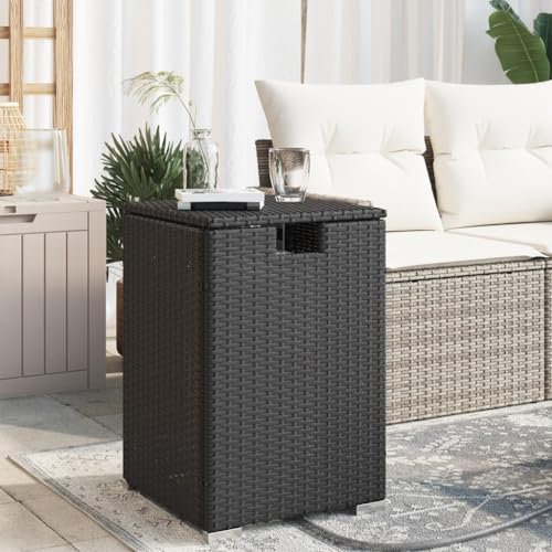 Eleganz Propan-Tank-Verstecktisch Schwarz 40x40x60 cm aus PE-Rattan & pulverbeschichtetem Stahl - Platzsparender Gartentisch für Terrasse & Balkon von Eleganz