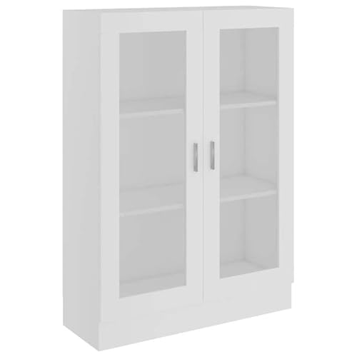 Eleganz Regal Vitrinenschrank Weiß 82,5x30,5x115 cm aus Holzwerkstoff mit Glas - Modernes Regalsystem für Wohnzimmer & Küche - Stilvoll & stabil von Eleganz