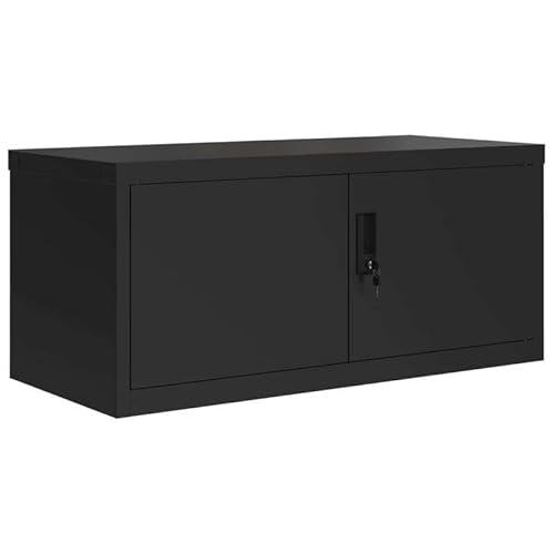 Eleganz Regalsystem Aktenschrank Schwarz 90x40x40 cm aus pulverbeschichtetem Stahl - langlebig & stabil für Büro und Homeoffice von Eleganz