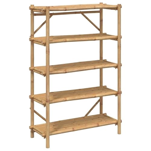 Eleganz Regalsystem Bambus Regal mit 5 Böden 100x40x150 cm - Stabiles Regal für Wohnzimmer, Büro oder Küche - Eco-Friendly & langlebig - Platzsparende Aufbewahrung für kleine Räume von Eleganz