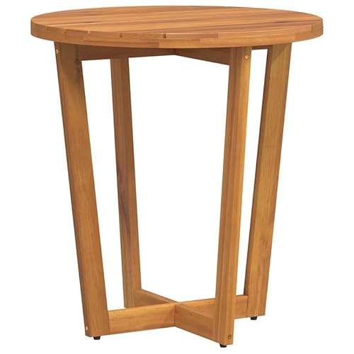 Eleganz Runder Beistelltisch aus massivem Akazienholz Ø70x75 cm - Naturbelassen mit Öl-Finish für Garten, Terrasse & Balkon - Langlebig & Wetterbeständig von Eleganz