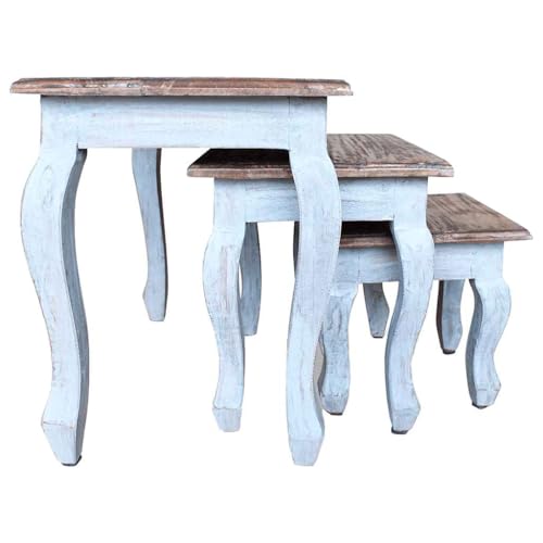 Eleganz Satztisch-Set 3-TLG. aus massivem Mahagoniholz - Langlebiges & stilvolles Tischset für Wohnzimmer & Esszimmer - Perfekt für Familien & Gäste von Eleganz