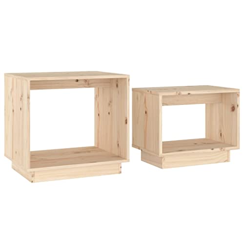 Eleganz Satztische 2 STK. Massivholz Kiefer - Natürliche Tische aus unbehandeltem Kiefernholz für Wohnzimmer oder Garten - Robust und umweltfreundlich von Eleganz