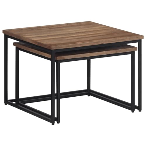 Eleganz Satztische 2 STK. Massivholz Teak - Langlebige Gartentische aus massivem Teakholz und Metall, perfekt für Terrasse und Garten von Eleganz
