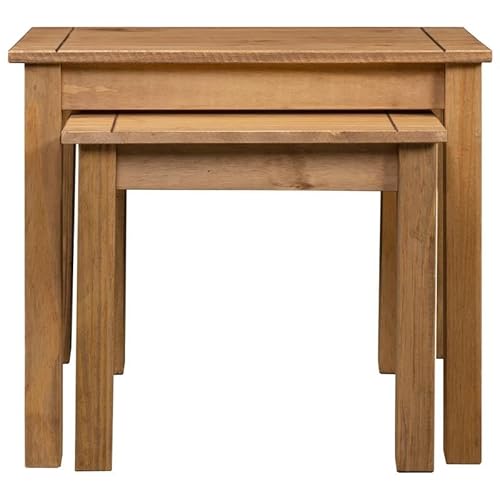 Eleganz Satztische 2 STK. aus Kiefer-Massivholz - Robust & Natürlich für Wohnzimmer, Garten oder Balkon - Perfekt für kleine Räume und gemütliche Abende von Eleganz