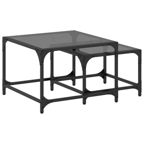 Eleganz Satztische 2 STK. mit Glasplatte Schwarz Stahl - Moderner Couchtisch für Wohnzimmer, robust & langlebig - Holzwerkstoffe, Stahl & Glas - Platzsparend & stilvoll Eleganz Satztische 2 STK. mit Glasplatte Schwarz Stahl - Moderner Couchtisch für Wohnzimmer, robust & langlebig - Holzwerkstoffe, Stahl & Glas - Platzsparend & stilvoll von Eleganz