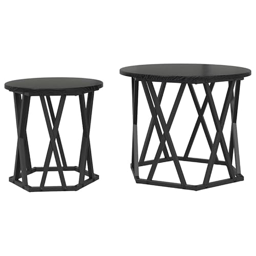 Eleganz Satztische 2er Set Schwarz Eiche Optik aus Holzwerkstoff - Moderner Beistelltisch für Wohnzimmer, Küche oder Büro - Stabil & pflegeleicht Eleganz Satztische 2er Set Schwarz Eiche Optik aus Holzwerkstoff - Moderner Beistelltisch für Wohnzimmer, Küche oder Büro - Stabil & pflegeleicht von Eleganz