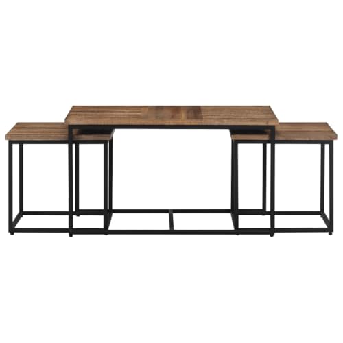 Eleganz Satztische 3 STK. Massivholz Teak - Langlebige Gartentische aus massivem Teakholz und Metall, perfekt für Terrasse und Garten von Eleganz
