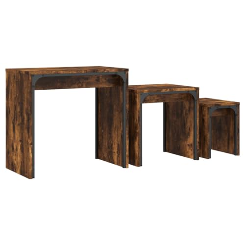 Eleganz Satztische 3 STK. Räuchereiche Holzwerkstoff - Moderner Tischset aus Holzwerkstoff & Metall für Wohnzimmer, Esszimmer oder Büro - Langlebig & Stilvoll Eleganz Satztische 3 STK. Räuchereiche Holzwerkstoff - Moderner Tischset aus Holzwerkstoff & Metall für Wohnzimmer, Esszimmer oder Büro - Langlebig & Stilvoll von Eleganz