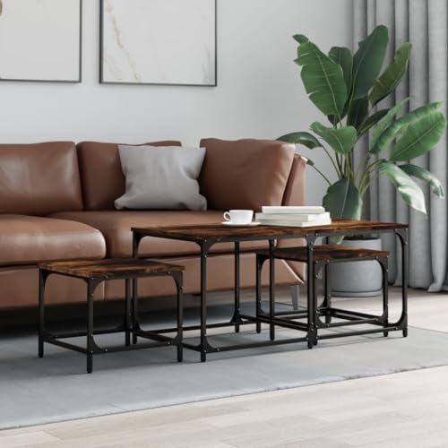 Eleganz Satztische 3 STK. Räuchereiche Holzwerkstoff - Moderner Tischset aus Holzwerkstoff & Metall für Wohnzimmer, Küche oder Balkon - Langlebig & Stilvoll Eleganz Satztische 3 STK. Räuchereiche Holzwerkstoff - Moderner Tischset aus Holzwerkstoff & Metall für Wohnzimmer, Küche oder Balkon - Langlebig & Stilvoll von Eleganz